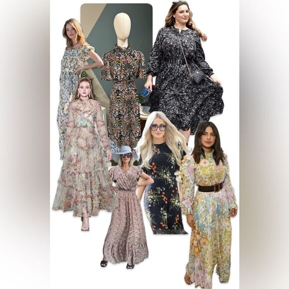 JULIA JORDAN Ruffle Mock Neck Floral Midi Dress, Short Flutter Sleeve, Size 6 - Picture 3 of 16